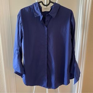 Ba&sh Rose Tie Detail Cotton Poplin Lady Shirt Blue US6 size small